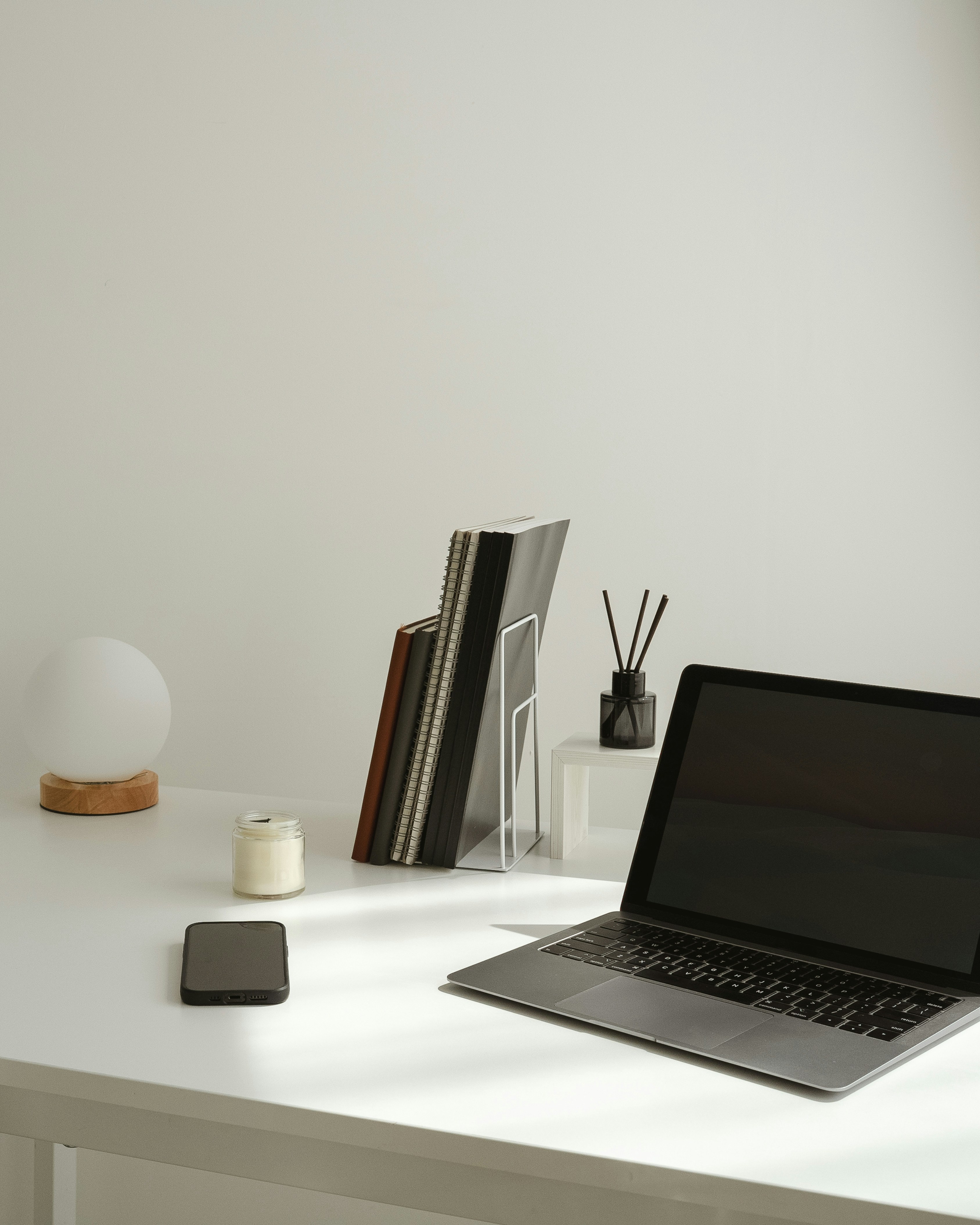 Clean desktop workspace with monitor and peripherals