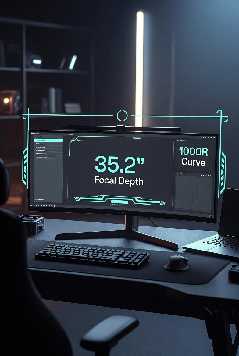 Ergonomic desk setup with monitor arm and cable management
